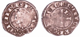 Provence - Charles II d'Anjou - Double denier (Saint-Remy)
Charles II d'Anjou (1285-1309). A/ K S IHR CICIL REX. Buste couronné à gauche.
R/ + COMES...