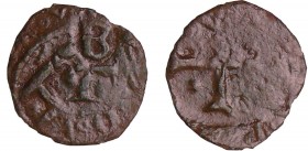 Corse - Bonifacio - Denier Contremarque B
A/ Contremarque B
R/ Croix.
TTB
Bd.-Doazan p.103
Bill ; 0.52 gr ; 14 mm