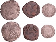 Franche-Comté - 3 monnaies Charles-Quint, Philippe II et Albert et Isabelle - Dôle
Demi-Carolus, Obole et Denier de cuivre.
B à TTB
Bill ; ;