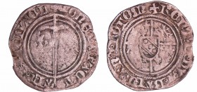 Lorraine - Duché de Lorraine - René 1er - Demi-gros (Saint-Mihiel)
René 1er d'Anjou (1431-1455). A/ (lis) RENATI * DVX * BARR Z LOTOM Champ écartelé ...
