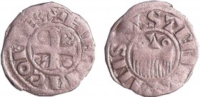 Champagne - Conté de Provins - Henri II - Obole
Henri II (1180-1197). A/ + HENRI COMES Croix cantonnée d'un oméga, d'un alpha et de deux globules.
R...