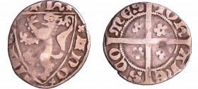 Hainaut - Jean II d'Avesnes - Esterlin (Valenciennes)
Jean II d'Avesnes (1280-1304). A/ X H ANONIE R. Lion rampant dans un écu. 
R/ IOH ANE SCO MES....