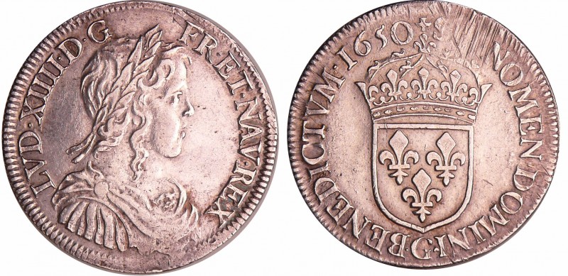 Louis XIV (1643-1715) - ½ écu à la mèche longue - 1650 G (Poitiers)
TTB
L4L.16...