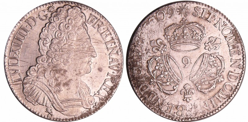 Louis XIV (1643-1715) - Ecu aux 3 couronnes - 1709 9 (Rennes)
TTB+
L4L.353-Ga....