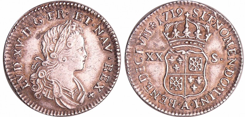 Louis XV (1715-1774) - XX sols de France-Navarre - 1719 A (Paris)
SUP
L4L.434-...