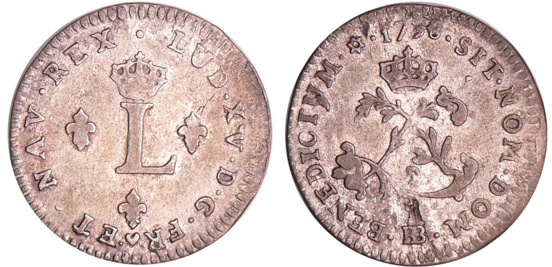 Louis XV (1715-1774) - Double sol de billon - 1738 BB (Strasbourg)
TTB+
L4L.49...