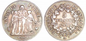 Directoire (1795-1799) - 5 francs Hercule union et force An 7 A (Paris)
TTB
Ga.563-F.287
Ar ; 24.99 gr ; 37 mm