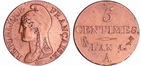 Directoire (1795-1799) - 5 centimes Dupré - petit module - An 4 A (Paris)
SUP
Ga.124-F.113
Cu ; 5.05 gr ; 22 mm