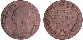 Directoire (1795-1799) - 5 centimes Dupré - grand module - An 7 BB (Strasbourg)
TTB+
Ga.126-F.115
Cu ; 8.70 gr ; 27 mm