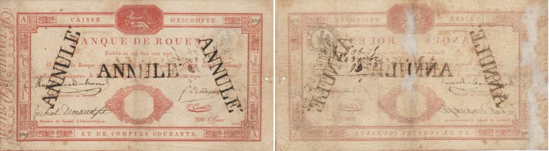 France - Période Révolutionnaire - Banque de Rouen - 500 francs 1er avril 1807 "...