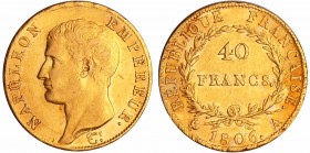 Napoléon 1er (1804-1814) - 40 francs calendrier grégorien 1806 A (Paris)
SUP
Ga.1082-F.538
Au ; 12.88 gr ; 26 mm