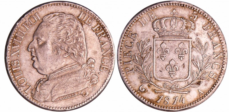 Louis XVIII (1815-1824) - 5 francs au buste habillé 1814 A (Paris)
SUP
Ga.591-...