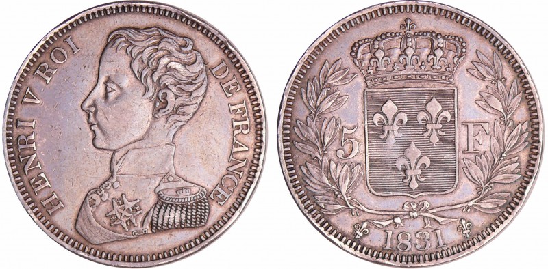 Henri V Comte de Chambord (1820-1883) - 5 francs 1831
SUP
Ga.651.VG.2690-Maz.9...