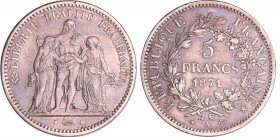 Troisième république (1871-1940) - 5 francs Hercule 1871 A (Paris)
TTB
Ga.745-F.334
Ar ; 24.91 gr ; 37 mm
