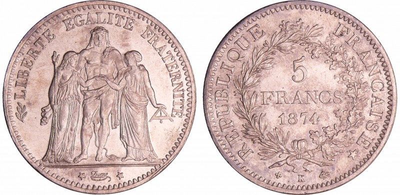 Troisième république (1871-1940) - 5 francs Hercule 1874 K (Bordeaux)
SPL
Ga.7...