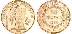 Troisième république (1871-1940) - 20 francs Génie 1896 A (Paris) torche
R TTB+
Ga.1063-F.533
Au ; 6.45 gr ; 21 mm