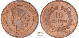 Troisième République (1871-1940) - 10 centimes Cérès 1883 A (Paris)
PCGS MS 63 BN
Ga.265-F.135
Br ; 10.03 gr ; 30 mm
PCGS # 83890620.