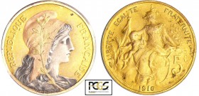 Troisième République (1871-1940) - 5 centimes Dupuis 1916 * tricolore
PCGS UNC Detail
Ga.165-F.119
Br ; 5.13gr ; 25 mm
Monnaie gradée par PCGS #31...