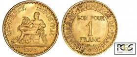 Troisième république (1871-1940) - 1 francs Chambre de commerce 1921
PCGS MS 65
Ga.468-F.218
Br-Al ; -- ; 23 mm
Monnaie gradée par PCGS #17273107....