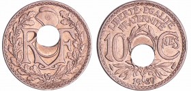 Troisième république (1871-1940) - 10 centimes Lindauer 1937 trou décentré
SUP+
Ga.286-F.138
Cupro-Nickel ; 3.94 gr ; 21 mm