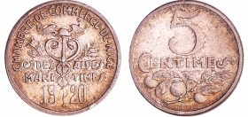 Troisième république (1871-1940) - Essai de 5 centimes Chambre de Commerce de Nice, 1920
R SPL
Ar ; 3.71 gr ; 19 mm
Frappe monnaie.