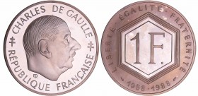 Cinquième république (1959- ) - 1 franc Charles de Gaulle 1988 BE grand module
FDC
Ga.475
Ar ; 22.25 gr ; 37 mm