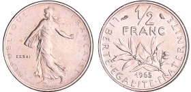 Cinquième république (1959- ) - 1/2 franc Semeuse 1965 essai
FDC
Ga.429-F.198
Nickel ; 4.52 gr ; 19 mm