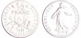 Cinquième république (1959- ) - 1/2 franc Semeuse 1977 piefort
FDC
Ga.429-F.198
Nickel ; 11 gr ; 19 mm
certificat N° 128.