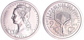 Djibouti - 2 francs 1948 essai piéfort
FDC
Lecompte.30
Al ; 4.31 gr ; 27 mm
Monnaie frappée à 104 exemplaires.