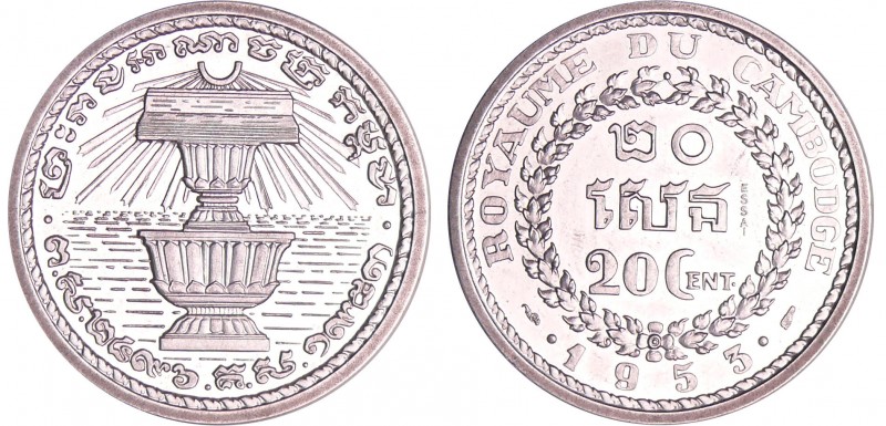 Laos - 20 centimes 1953 piéfort essai
FDC
Lecompte.4
Al ; 4.51 gr ; 27 mm