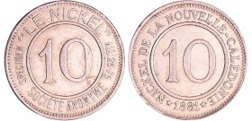 Nouvelle-Calédonie - 10 centimes1881 frappe médaille
SUP
Lecompte.5
Cu-Ni ; 4.52 gr ; 22 mm