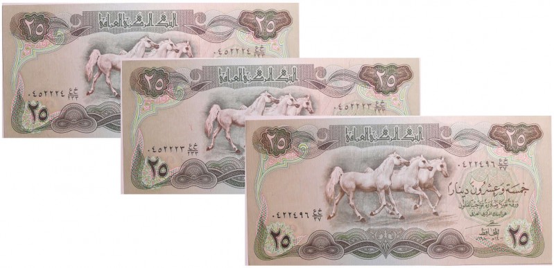 Irak - Lot de 3 billets, 25 dinars 1980, 25 dinars 1982 (x2)
UNC
Pick.66-72