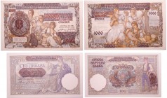 Serbie - Lot de 2 billets, 100 dinara 01.05.1941 et 1000 dinara 01.05.1941
Sur-impression d'un billet de Yougoslavie.
UNC
Pick.23-24