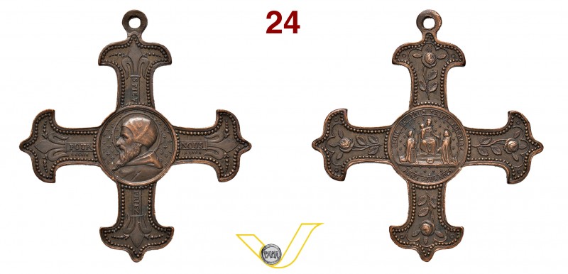 PAOLO V 1566/1572 POSTUMA medaglia a forma di croce greca per le invocazioni a S...