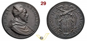 GREGORIO XIV 1590/1591 RICONIO SUCCESSIVO commemorante il Pontefice (XIX secolo Mazio) – D/ nel giro GREGORIVS XIIII PONT MAX busto del Pontefice volt...
