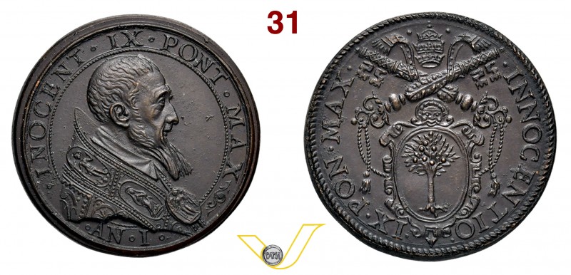 INNOCENZO IX 1591 1591 ANNO I RICONIO SUCCESSIVO commemorante il Pontefice (XIX ...