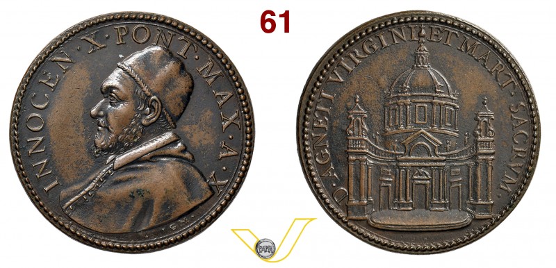 INNOCENZO X 1644/1655 1654 ANNO X per la riedificazione della chiesa di Sant’Agn...