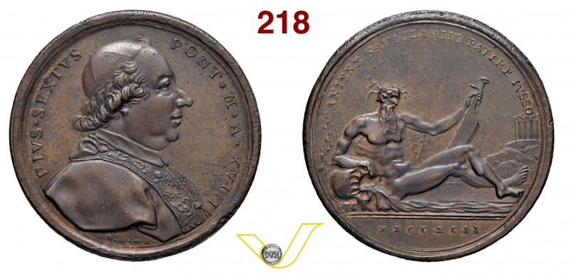 PIO VI 1775/1799 1792 ANNO XVIII per la navigabilità del fiume Aniene – D/ nel g...
