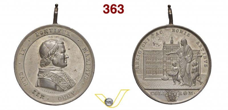 PIO IX 1846/1878 1857 ANNO XII medaglia premio annuale per gli alunni del Colleg...