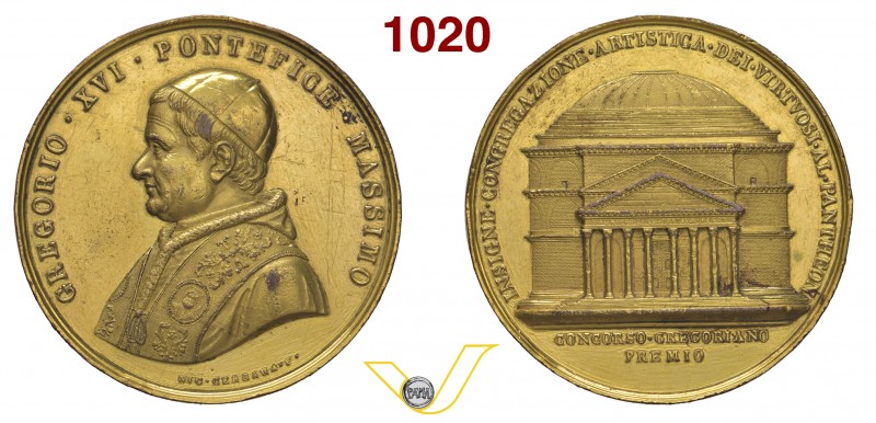 GREGORIO XVI 1831/1846 SENZA DATA MEDAGLIA premio del Concorso dell’Accademia de...