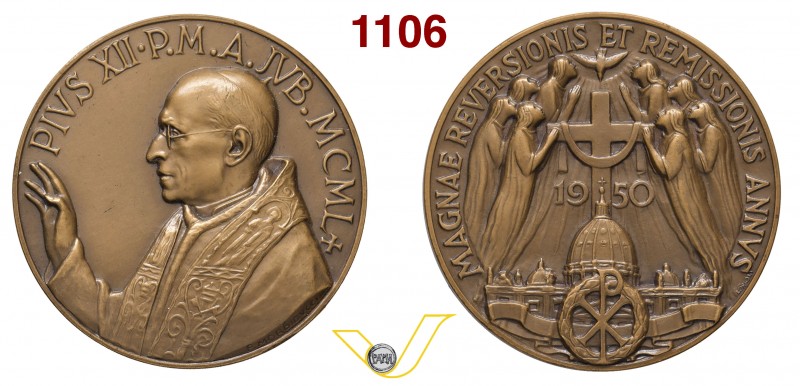 PIO XII 1939/1958 1950 ANNO XII per il venticinquesimo Anno Santo – D/ nel giro ...