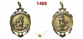 DEVOZIONALE - 1798, con elaborata cornice D/ San Cristoforo R/ San Pietro Apostolo Ag dorato mm 48,9x79,7 -