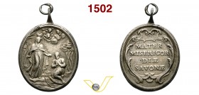 DEVOZIONALE - sd (Sec XVIII) D/ Madre della Misericordia di Savona R/ Iscrizione in cartella Ag mm 31,2x43,8
