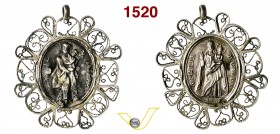 DEVOZIONALE - sd (Sec XVIII-XIX) con cornice in filigrana D/ Madonna di Oropa R/ San Giuseppe Ag mm 35,7x41,2