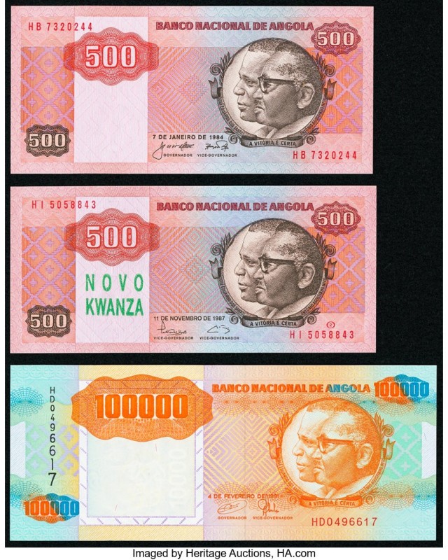 Angola Banco Nacional De Angola 500 (2); 100,000 Kwanzas Pick 120a; 123; 133x Cr...
