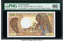 Congo Republic Banque des Etats de l'Afrique Centrale 5000 Francs ND (1984) Pick 6a PMG Gem Uncirculated 66 EPQ. 

HID09801242017

© 2020 Heritage Auc...