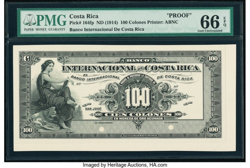 Costa Rica Banco Internacional de Costa Rica 100 Colones ND (1914) Pick 164fp Fr...