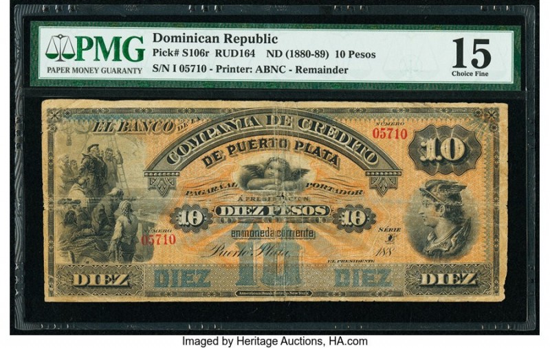 Dominican Republic Banco de la Compania de Credito de Puerto Plata 10 Pesos ND (...