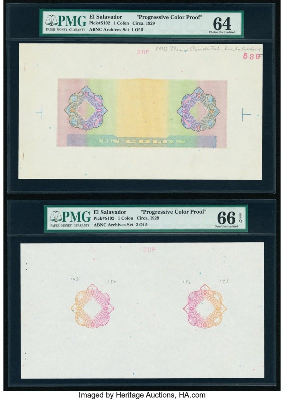 El Salvador Banco Occidental 1 Colon Circa. 1929 Pick S192 Five Color Trial Proo...