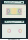 El Salvador Banco Occidental 1 Colon Circa. 1929 Pick S192 Five Color Trial Proofs With Engraving Order PMG Choice Uncirculated 64; Gem Uncirculated 6...